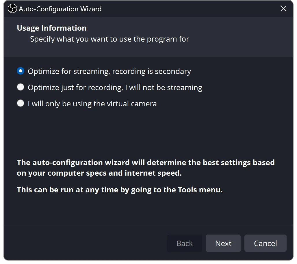 Auto Configuration Wizard