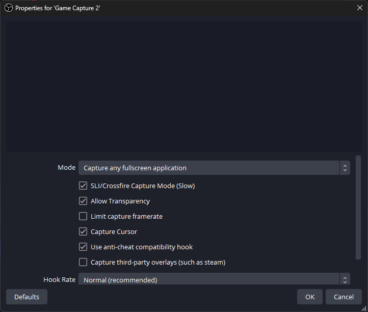Configuring the Source in OBS Studio
