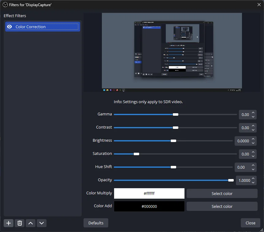 Filters in OBS Studio