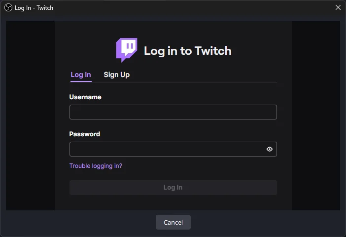 Login in Twitch