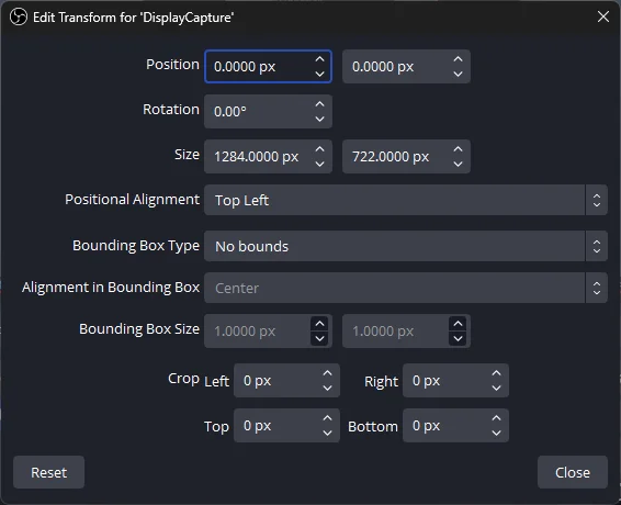 Transform in OBS Studio