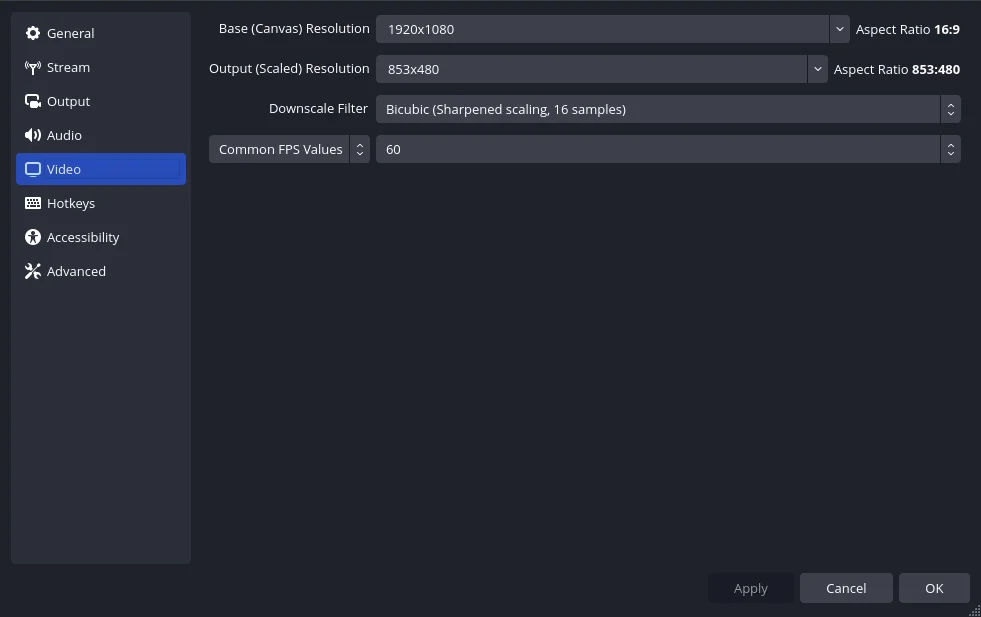 Resolution and frame rate
